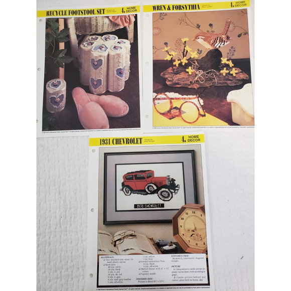 (J5) 1992 Annie's Attic Plastic Canvas Pattern Home Decor Lot of 7 - Picture 4 of 6